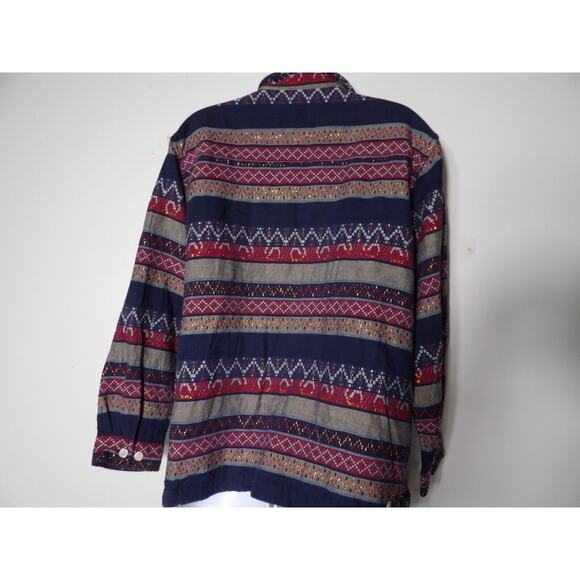 Dressbarn Woman 2X Aztec Southwestern Jacket Lightweight Zipper Metallic Western - Picture 5 of 10